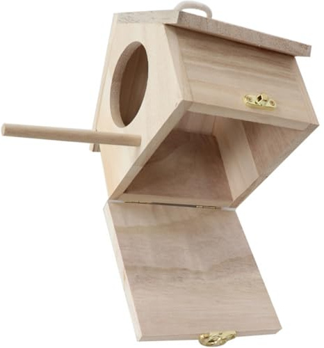 Veemoon Nichoir à Oiseaux en Bois Naturel Suspendu Maison pour Petits Oiseaux Pinsons Moineaux Mangeoire d'Extérieur Solide Décoration Jardin pour Balcon et Porche Facile à Nettoyer