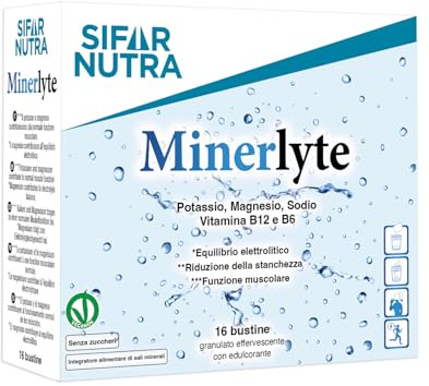 Sifar Nutra Minerlyte | Electrolitos con potasio, magnesio, sodio, vitaminas B12, B6 | Rehidratación, recuperación muscular | Para deporte y actividad física | Vegano | Sabor naranja | 16 sobres