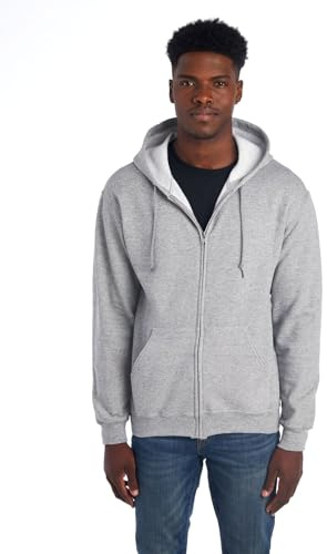 Jerzees -Men's NuBlend -Fleece -Sweatshirts & -Hoodies, Full Zip-Heather Grey, Large