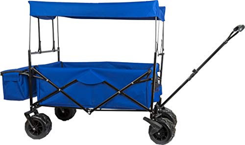 small foot 11316 Faltbarer Bollerwagen mit Sonnendach für Ausflüge, platzsparend, mit Aufbewahrungstasche und Bremsen