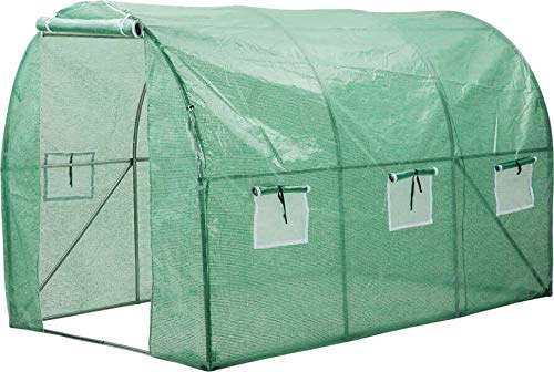 My Garden Essentials® Walk-In Steel Frame Polytunnel Greenhouse With Windows & Door - 3m x 2m