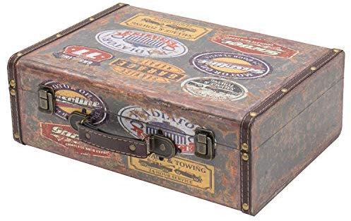HMF VKO107 Vintage Koffer aus Holz | 38 x 26 x 13 cm | Groß | Deko Garage