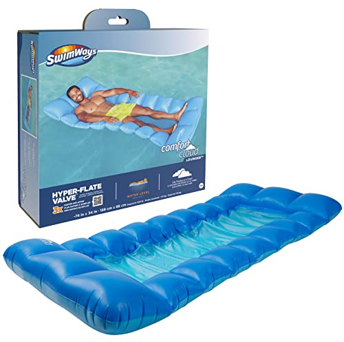 Swimways Comfort Cloud Sling Seat Pool Chair with Fast Inflation & Arm Support, Inflatable Pool Floats for Adults