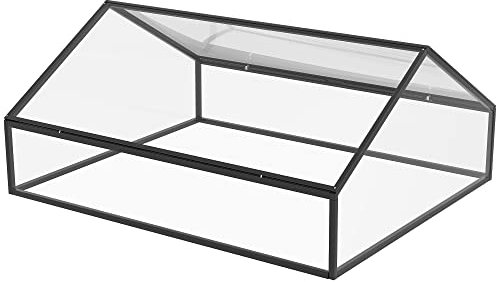 Outsunny Frühbeet, Alu Gewächshaus Treibhaus, Pflanzenbeet, Frühbeetkasten mit wetterfester Abdeckung, Polystyrolplatte, Transparent+Schwarz, 117 x 97 x 52 cm