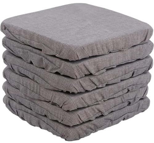 Russo Tessuti Set 6 Cuscini Sedia Coprisedia Imbottiti Vesto Molla Loneta Elastico Tinta Unita-Grigio