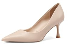 QUEEN HELENA Décolleté con Tacco Basso Scarpe Eleganti a Punta Chiusa Donna K3293 (Nude Pu, 38)