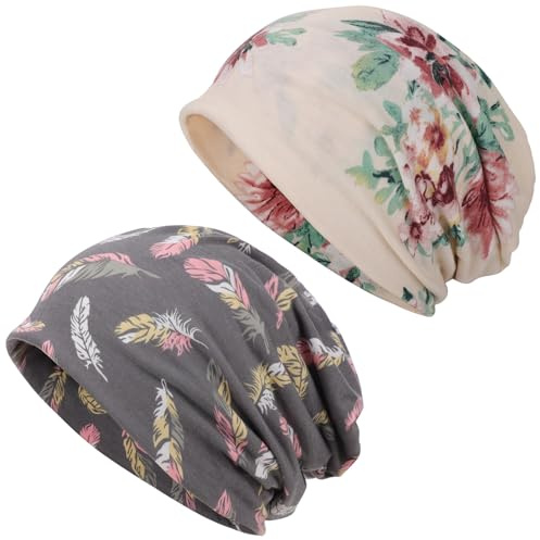 DRESHOW Bonnet Souple Bonnets Chapeaux Femme Slouch Jersey Léger Respirant Bonnet Tombant Chapeau pour Chimio Femmes