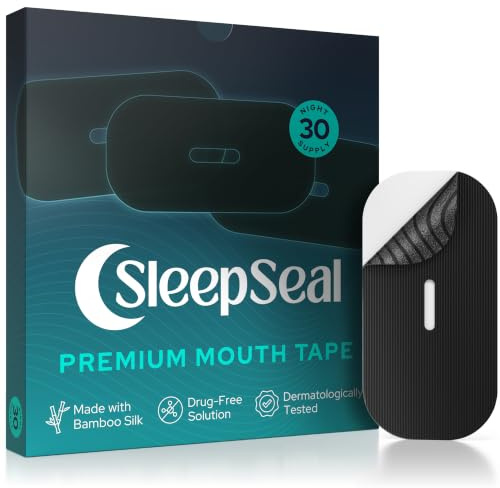 SleepSeal Mouth Tape for Sleeping - 30 Nights - Hypoallergenic Bamboo Silk, Medical-Grade Adhesive, Dermatologically Tested & Gentle on Skin - Anti Snoring, Supports Nasal Breathing for Men & Women