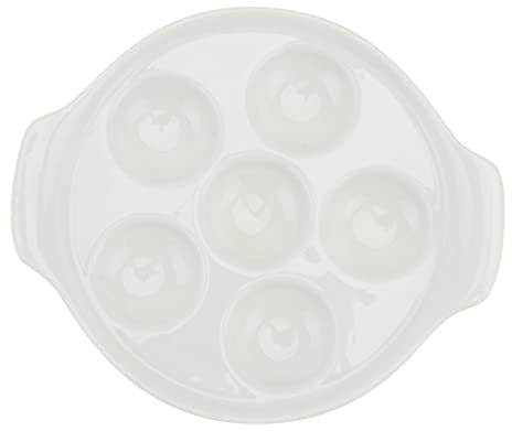 Mikinona 1pezzi Piatto da Forno per Lumache in Ceramica Bianco con Scanalature Antiscivolo per Frutti di Mare Lavabile in Lavastoviglie e Sicuro per Frigorifero