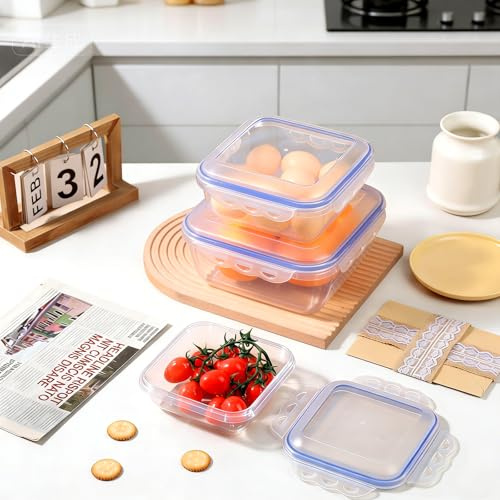 VINATO Contenitori Ermetici Per Alimenti BPA-Free Impilabili - Contenitori Plastica 3 Pezzi 650ml+1500ml+2800ml - Vaschette Plastica Per Alimenti per Microonde, Frigo e Lavastoviglie