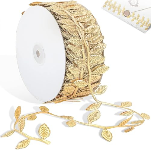 18m Vides Artificial Hojas Simulación Guirnaldas,Christmas Garland Espumillón para Árbol para Bricolaje Artesanía Fiesta de Bodas en Casa Jardín (Oro)