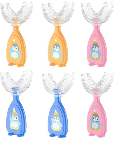 Fonyiunce 6 Stück Zahnbürste Kinder, 360°-Tiefenreinigung, U Förmige Kinderzahnbürste, Massage-Zahnfleisch, Baby Manuelle Zahnbürste, Cartoon Design 2-6 Jahre Alt