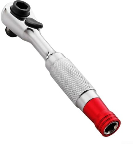 MeevrgR Llave de trinquete de 1/4 pulgadas – 72 dientes oscilación de 5°, mecanismo de enchufe de liberación rápida, acero al cromo vanadio para reparación de automóviles y bricolaje (B)