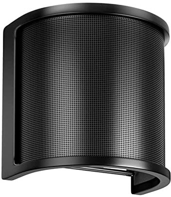 Qudinip Mic Pop-filter för Tydlig Inspelning, 3-lagers U-formad Mikrofon Vindruta för Att Sjunga och Tala, Slitstark Metall och Plast, Kompakt 8 X 8 Cm