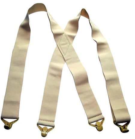 Hold-Up Suspender Co. Traditional X Back Style 2 XL Under-Ups Tan Suspenders for Men with the No-Buzz Composite Gripper Clasps