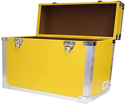 Steepletone LP/Album Vinyl DJ Record Storage Box/Flight Case - Yellow, 30x30x20 cm
