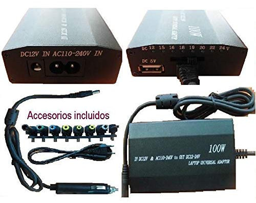 Desconocido Adaptador Cargador Universal 100W Notebook PORTATIL USB 8 Clavijas Red Coche