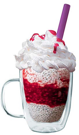 NERTHUS FIH 660 Taza asa 350 ml, Tazas Resistentes al Calor, Doble Pared de Vidrio de Borosilicato Adecuado para Café, Té, Postres, Cristal