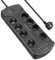 AUOPLUS Regletas Enchufes Multiple con 8 Toma de Corriente y 4 USB Puertos,Regleta Inteligente con Proteccion Sobretension y Interruptores, Cable de 2M,3680W/16A,Negro