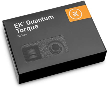 EK-Quantum Torque HDC 16 Hard Tube Compression Fitting 6-Pack, G1/4, for 16mm OD Hard Tubing, Black