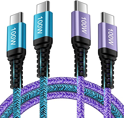 100W USB C to USB C Charger Cable, [2Pack 6FT] Type C Fast Charging Cable, PD 5A USB C to C Cable for iPhone 16 Pro Max 15, Samsung Galaxy A56 A16 A36 S25 Ultra S24 S23 S22 S21 S20, Macbook, Pixel 9 8