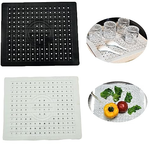 Eterspr 2 Piezas Alfombrilla Fregadero, Alfombrilla Fregadero Cocina, Alfombrilla de silicona para fregadero, para Fregaderos y Encimeras de Cocina (Blanco, Negro)