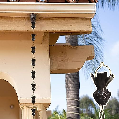 NUNETH Regenkette Metallregenketten 2,6m/3m/3,2m Lang, Garten-Deko-Wasserfänger aus Regenkette, Regenumlenker für Die Traufenentwässerung von Fallrohren (Color : Style1, Size : 3.2m/9.8 ft)