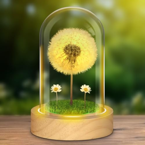 Giftota Pluma de deseos con cadena LED, diseño real 'león' en cristal, regalos eternos para mujeres y novia, decoración 'diente'