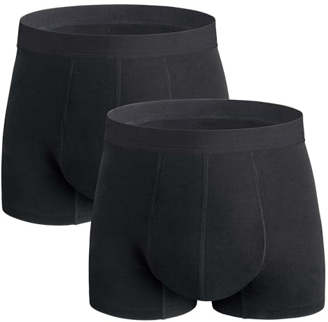 REELINDRY Ropa interior absorbente a prueba de fugas para incontinencia para hombre, pantalones cortos reutilizables con cintura cubierta, paquete de 2 (negro, M)