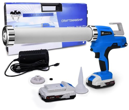 Batteripatronpress, 6 500 N sladdlös patronpistol inkl. 2 batterier 21 V 2 Ah med laddare och låda, elektrisk patronpistol LED silikonspruta, 0–9 mm/s steglöst justerbar, 300 ml och 600 ml