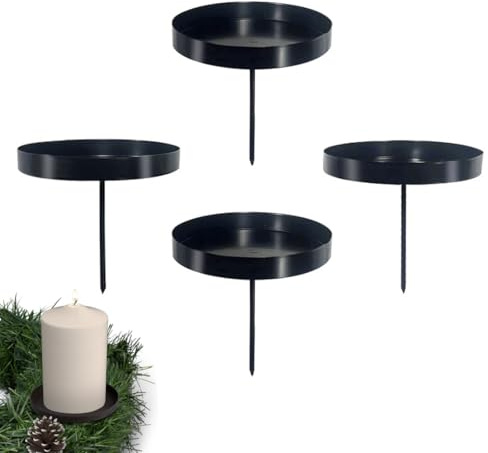 Corona Dell Avvento Porta Candele Portacandele per Corona dell'Avvento, 4 Pezzi portacandele in ferro, portacandele cilindrico, adatto per decorazioni natalizie, portacandele cilindrico