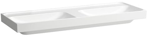 LAUFEN Meda Doppelwaschtisch, unterbaufähig, 1300x460mm, ohne Hahnloch, ohne Überlauf, H8141120001121, Farbe: Weiß