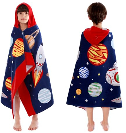 MOKANI Kids Cotton Hooded Beach Poncho Towels Bath Towel for Girls Boys