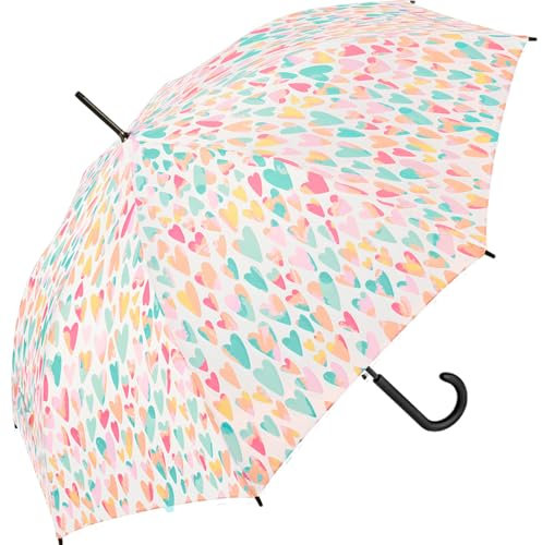 Benetton Stockschirm Long Automatik Aquarell Hearts - multicolor