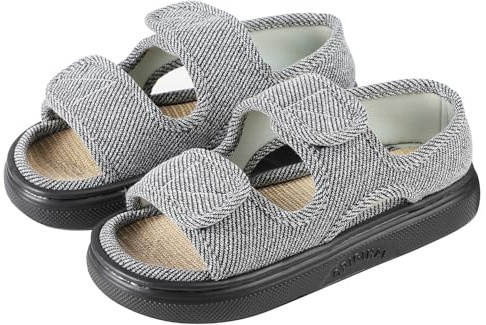 Diabetic Slippers for Women Men Extra Wide Fit Edema Swollen Sandals Adjustable Feet Slippers Open Toe Surgical Shoes Comfort Breathable Orthopedic Footwear Soft Memory Foam Elderly Sandal Summer Shoe