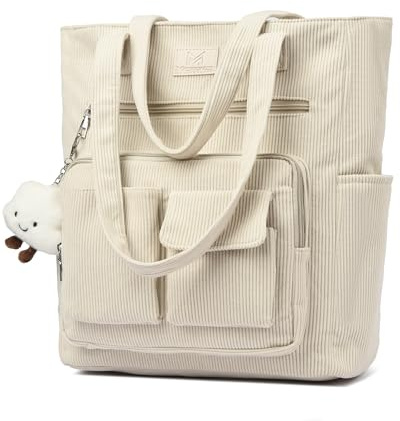 Micmores Borsa per computer portatile da donna 16 pollici, borsa da lavoro, borsa da lavoro, borsa per insegnanti, borsa da ufficio, borsa a tracolla per università, business e scuola, beige.
