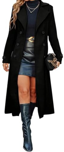 ORANDESIGNE Manteau Long Laine Femme Hiver Manteaux Longue Revers Chic et Elegant Manteau Laine Long Double Boutonnage