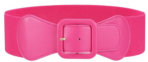 JASGOOD Women Elastic Wide Belt Stretchy Vintage Waist Belt for Dress with Fashion Square Buckle