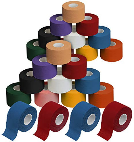 ALPIDEX 24 Rollen Sport Tape Set 3,8 cm x 10 m Gelenk Tapeverband Viele Farben Reißbares Unelastisches Sporttape Hautfreundlich Handball Fußball Volleyball, Farbe:bunt