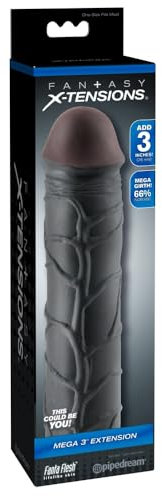 Pipedream Fantasy Mega X-Tensioni Manica Pene, 3 pollici, Nero