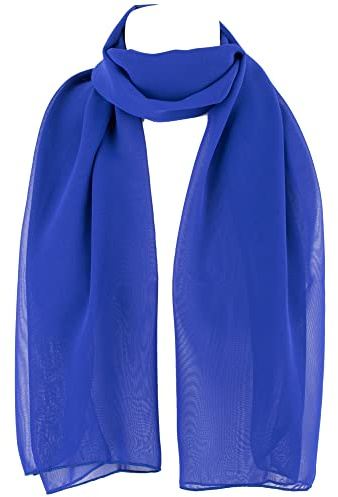 Hat To Socks Women’s Premium Korean Chiffon Scarf – Lightweight Sheer Fashion Wrap, Soft Elegant Shawl for All Seasons (Royal Blue)