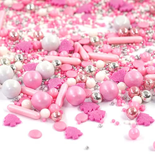 90g STREUSEL GLÜCK Rose Noël Sapin rose Sprinkles Christmas Sapin de Noël Copeaux de gâteau pour biscuits Boulangerie de Noël à décorer