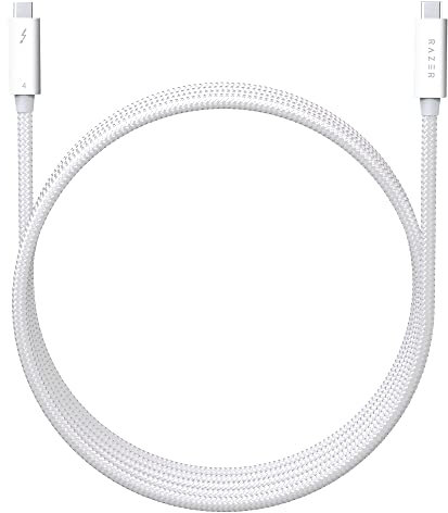 Razer Cable Thunderbolt 4 - Cable Thunderbolt de alto rendimiento (40 GB/s, resolución de hasta 8K, carga de 100W, compatible con Thunderbolt 3) Blanco | 0.8M