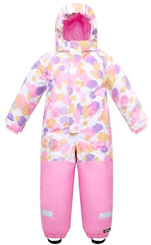 Gogokids Trajes de Nieve para Niños, Trajes de Esquí Impermeables de una Pieza para Niños y Niñas, Monos Cálidos, Edad 4-7 Años, Rosa, XL