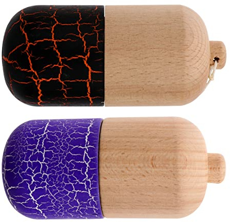 SEWACC Wooden Pill Top Cup Toy Set of 2 - Hand-Eye Coordination Skill Toy for Kids Over 6 Beech Wood Kendama Style Game for Group Play and Brain Exercise