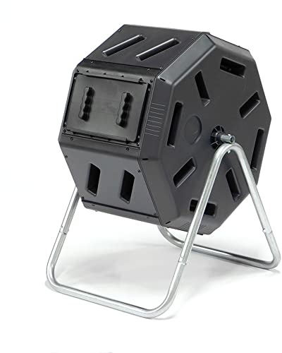 FCMP Outdoor IM2000 Tumbling Composter Canadian-Made, 100% Recycled Resin - Outdoor Rotating Compost Tumbler Bin for Garden, Kitchen, and Yard Waste, Black (22 Gallon)
