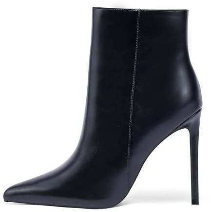 Zhabtuc Bottines Femme Bottes à Talons Aiguilles avec Zip Bottines à Talons Hauts et Bout Pointu Bottes d'Hiver Sexy 11CM Noir 40 EU