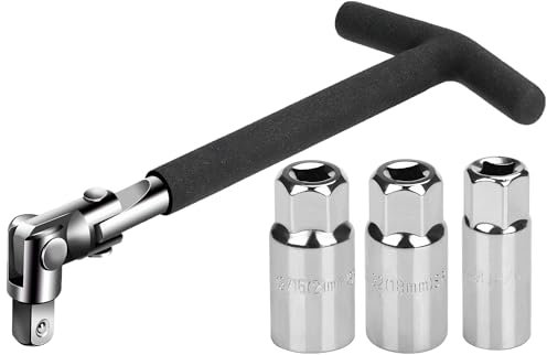 Noosverl Tools 3/8’’ Zündkerzenschlüsselsatz, Zündkerzenschlüssel Matthandgriff Universal 16 mm / 18 mm / 21 mm, kerzenschlüssel Motorrad 18mm 4-teilig für Auto und Motorrad