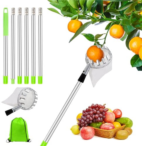 Queryifv Obstpflücker Apfelpflücker, 2.4 M Obstpflücker Teleskop Obstpflücker mit Teleskopstiel für Teleskopstiel Obstbäume sind Schwer zu Erreichen