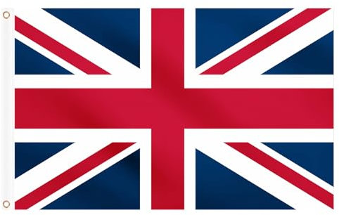 2PCS Union Jack Flags 5ft x 3ft, Large British Flag Great Britain UK Flag with Brass Eyelets for VE Day Anniversary Party Indoor Outdoor Decorations